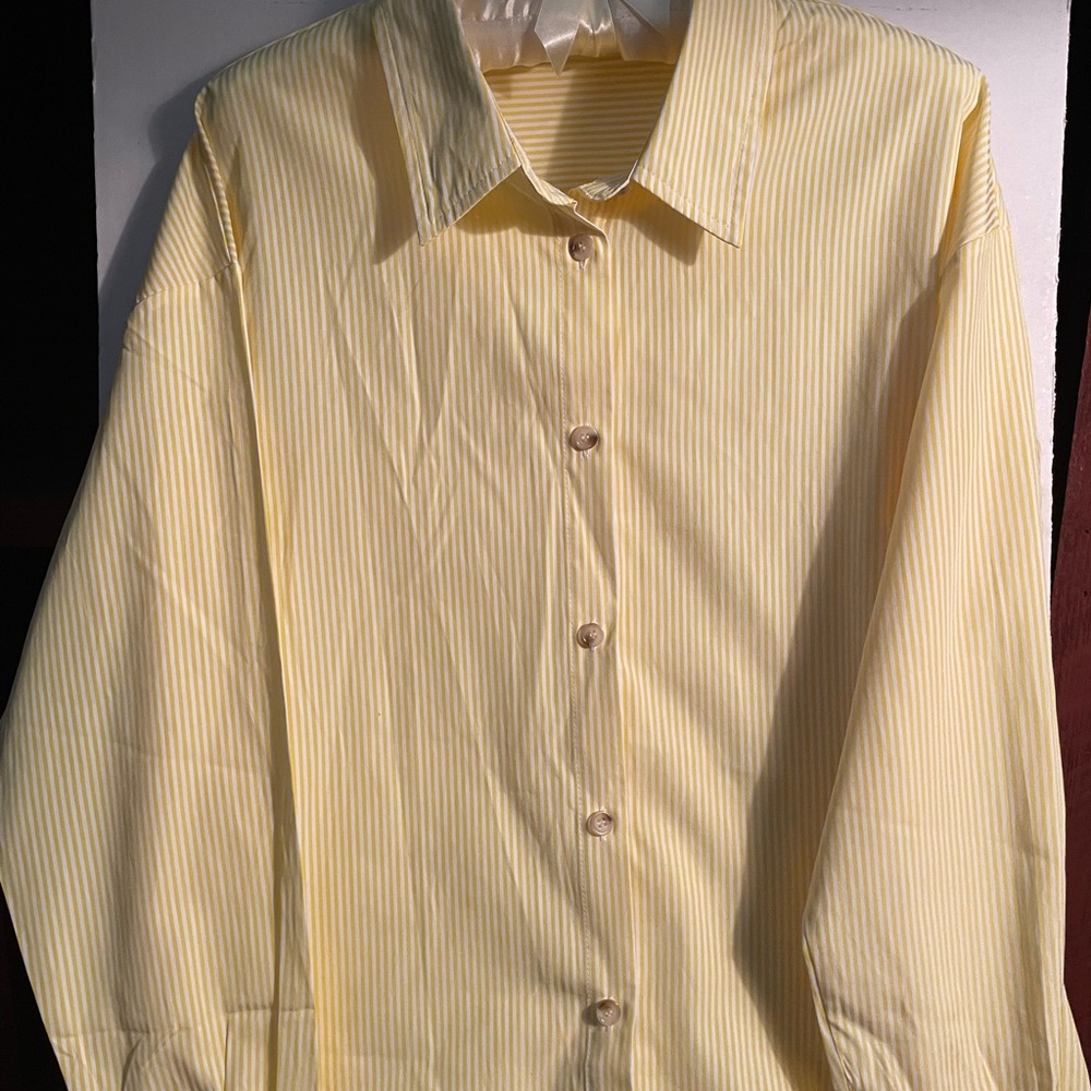 Ladies Dress Shirt Style Blouse,Front Button with Button Cuff Sleeve